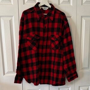 Woolrich Shirt Men 16 Red Buffalo Plaid 100%Wool Button Overshirt Jacket Size XL